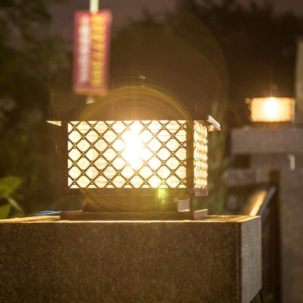 Lampadario Quadrato Antico per Esterni, Lampada a Colonna in Vetro, luci Decorative per recinzioni, luci per sentieri sul Prato, Illuminazione paesaggistica per percorsi,21 * 28cm