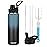 MEZMUT Insulated 24oz Stainless Steel Water Bottle with Straw & 2 Lids - Sports Metal Cup - Double Walled Vacuum Insulated Bottle - Leak-Proof Travel (Gradient Blue Black)
