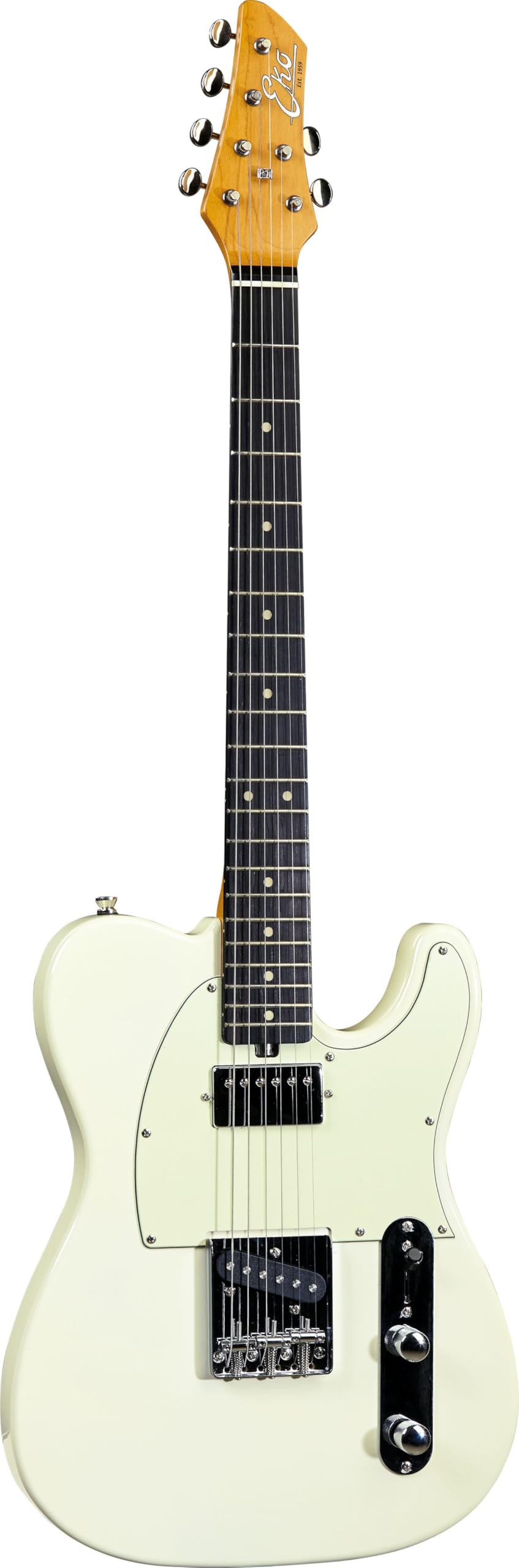 EKO GUITARS - Tero V-NOS, Chitarra Elettrica Serie "Original V-NOS", Corpo in Pawlonia, Manico in American Rock Maple,Tastiera Resina, Due Pickup S-H, Controlli di Volume e Tono, Colore Olympic White