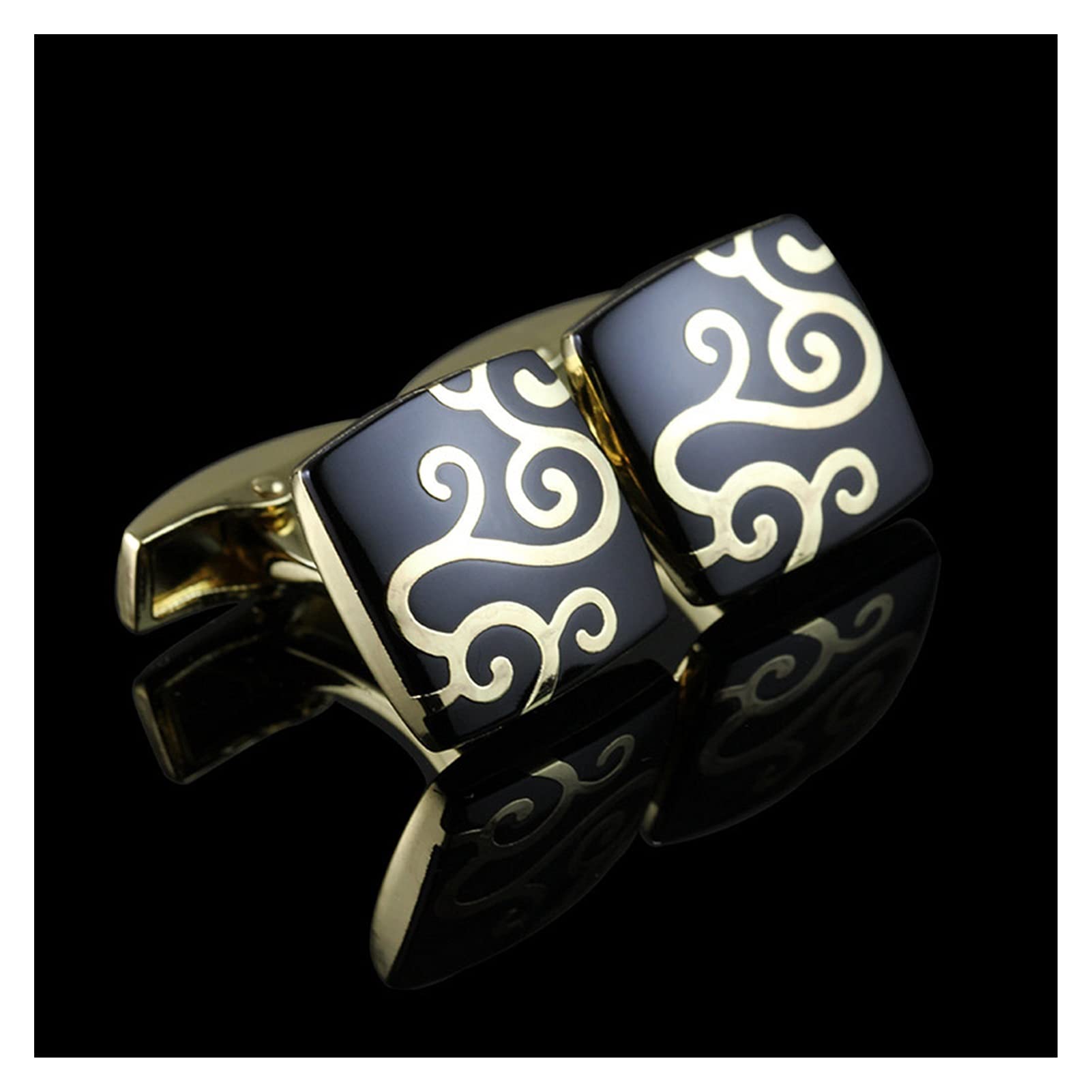 Gemelos para Camisa, puños para Hombre, botón de Enlace, Dorado, de Lujo, Informal, para Boda (A 15)
