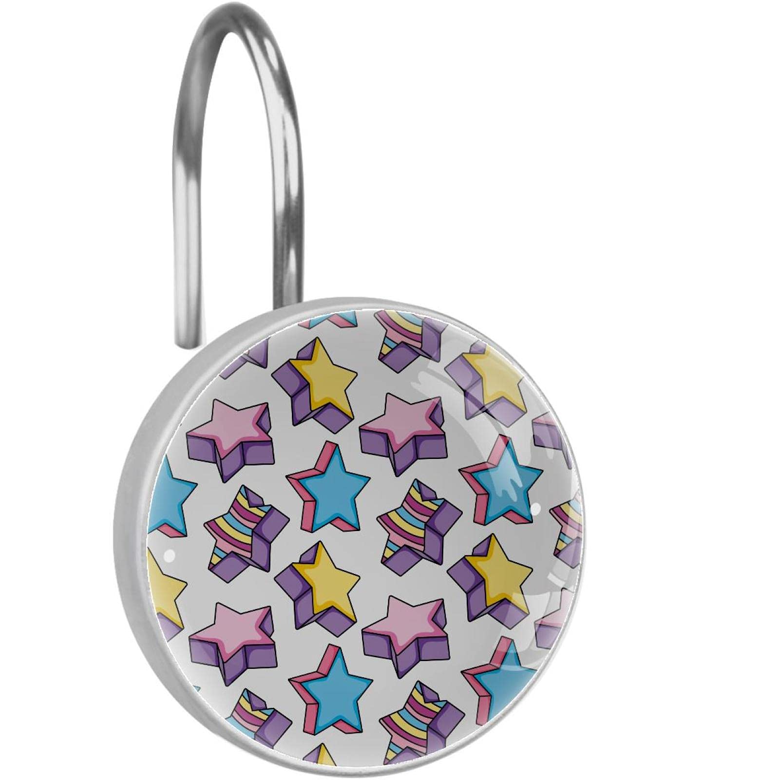 Crochets pour rideau de douche acier inoxydable anneaux strass salle de bain multicolores x12