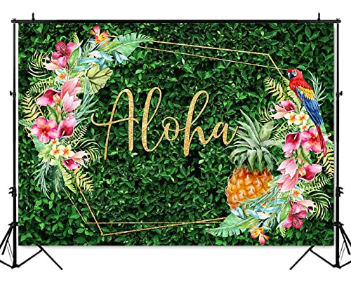 Fondo tropical para fotos con piñas y hojas verdes 10x8 ft miniatura 5