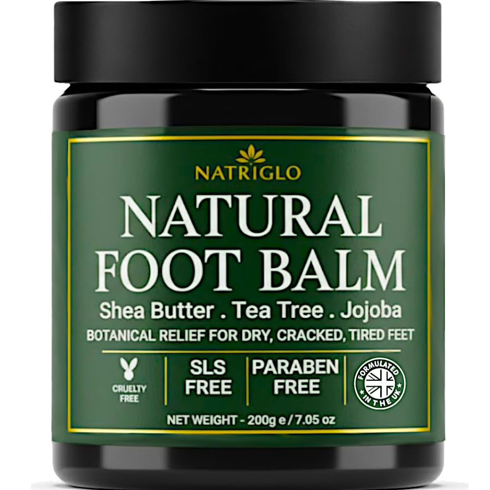 natriglo Organic Tea Tree Foot Balm for Dry Cracked Feet & Heels - Intensive Callus Remover & Foot Repair Cream with Shea Butter - Moisturizer for Rough Hard Skin & Cracked Heel Treatment for Men & Women