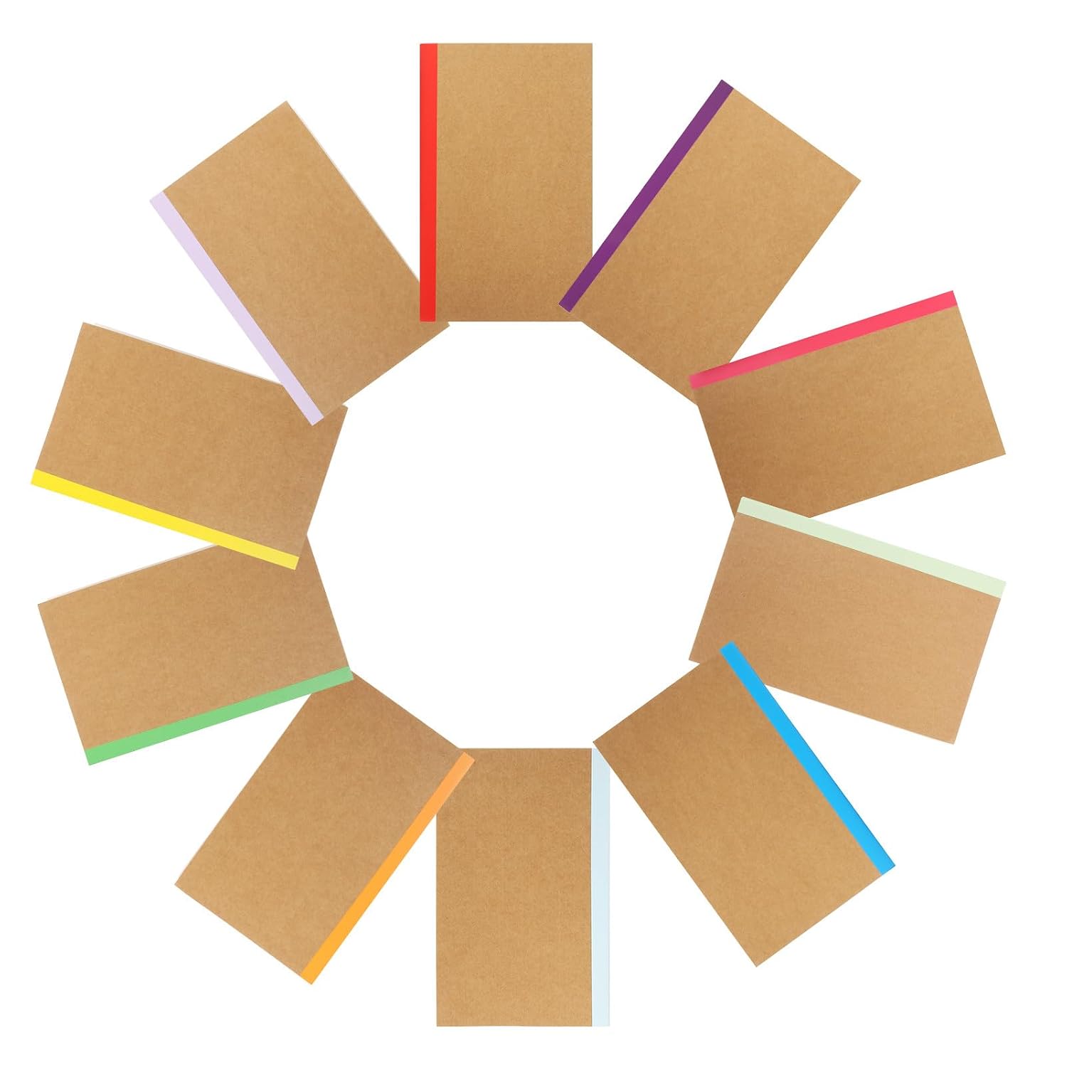 MOLUCKFU A5 Kraft Paper Notebooks Bulk 10pcs with Colorful Stitched Binding, Student Journals for School and Travel, Lined Diary Books and Office Writing