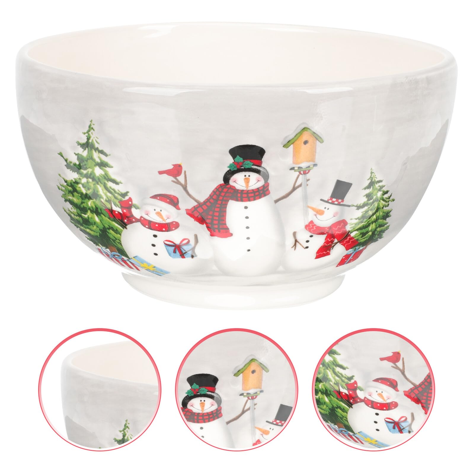 Mipcase Tazón para Sopa y Arroz de Cerámica Diseño Navideño 850 Ml Bol Grande Multifuncional para Servir Comidas Diarias Apto para Aperitivos y Ensaladas Hogar