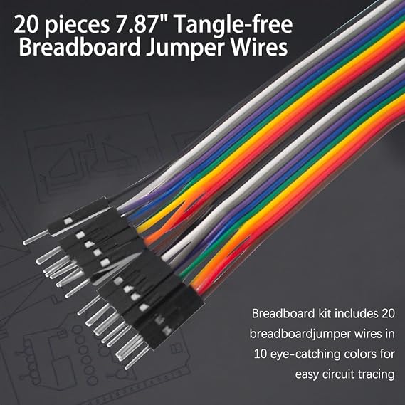 Solderless Breadboard Kit: 1600 Tie-Points Bread Board and with 20 Colorful Jumper Wires, Durable and Portable, Suitable for Electronic Prototyping, Very Suitable for Engineers and Students