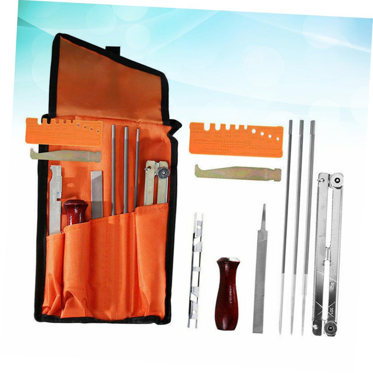 Hemobllo 10pezzi Kit Di Affilatura Per Motosega Utensili Di Affilatura Per Catena Motosega Manico in Legno Comodo e Portatile