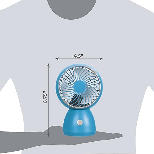 Vista 5 de ForPro Professional Collection Ventilador de escritorio portátil recargable de alta calidad, ligero de 3 velocidades, mini ventilador USB personal