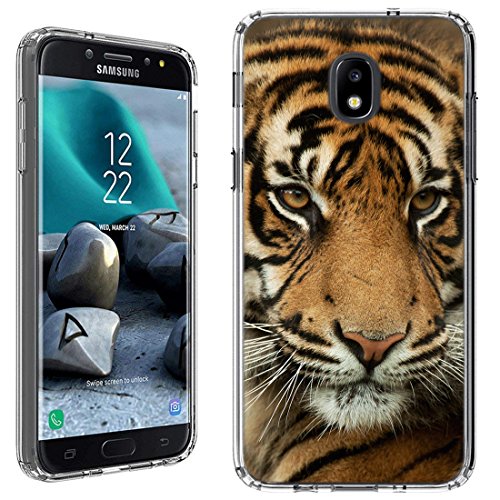 Case [Tiger Stare](Clear) PaletteShield Flexible Slim TPU Skin Phone Cover (Compatible for Samsung Galaxy J7 2018 J7v/Star/Refine)