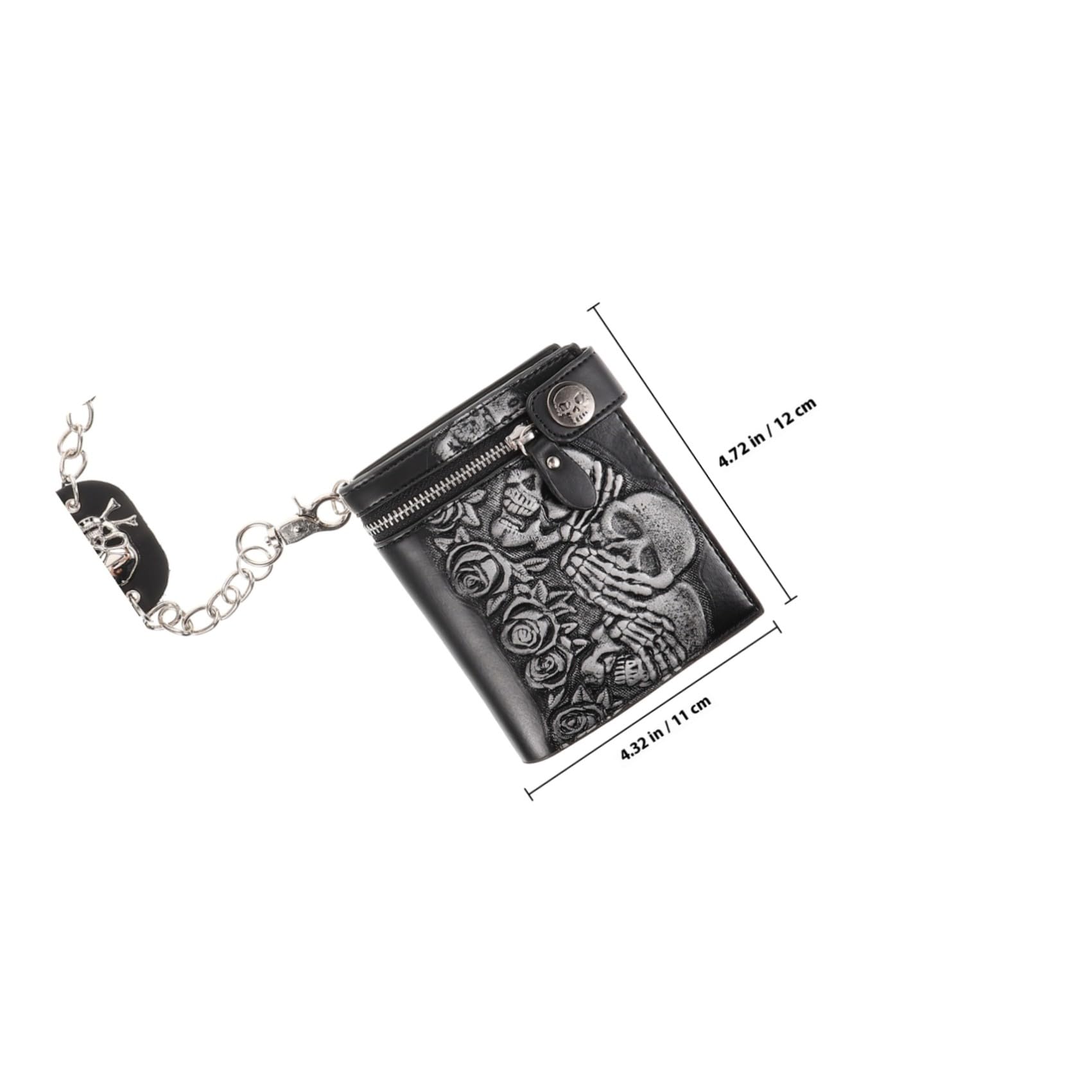 Cartera de Cuero Estilo Punk Cartera con Cadena y Estampado de Esqueleto Gótico para Viajes