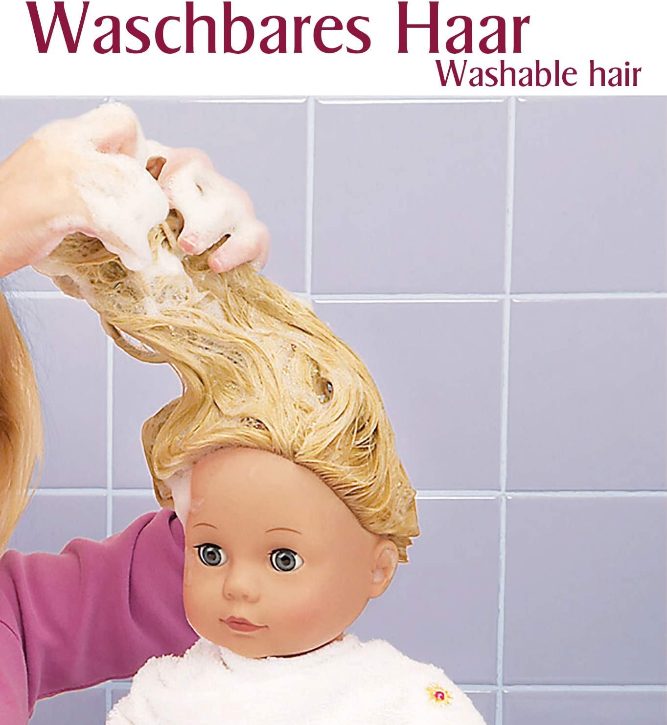 Götz 2159096 Hannah Be My Mini Me Puppe 50 cm Stehpuppe 26-TLG | für Kinder ab 3 Jahren, blonde Haare, blaue Augen, Styling-Set, Glitzeraccessoires, frisierbar, Vinylhartkörper