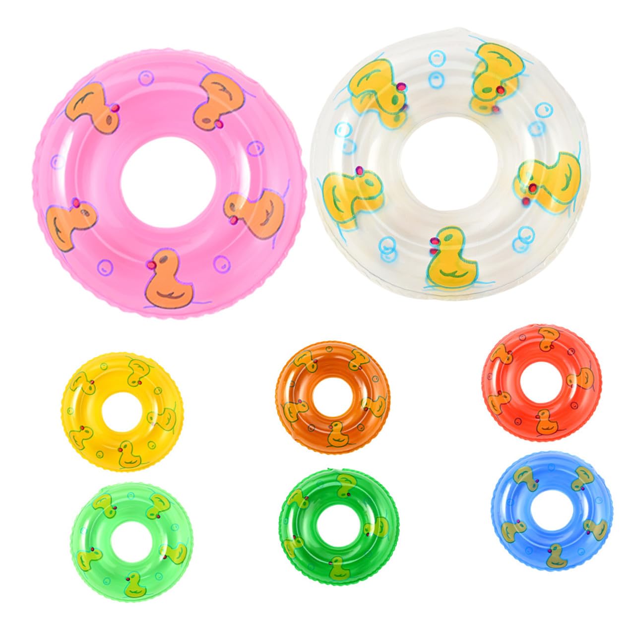 ibasenice 8Pcs Inflatable Mini Swim Rings for, Tiny Floating Bath and Pool, Colorful Swimming Ring Photo Props and Party Decorations for Outdoor Water Play