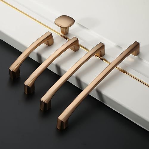 Miniatura 3 de Amerdeco Paquete de 10 tiradores de bronce champán para armarios de 3 pulgadas (2.992 in) con orificios centrales para gabinetes de cocina, manijas