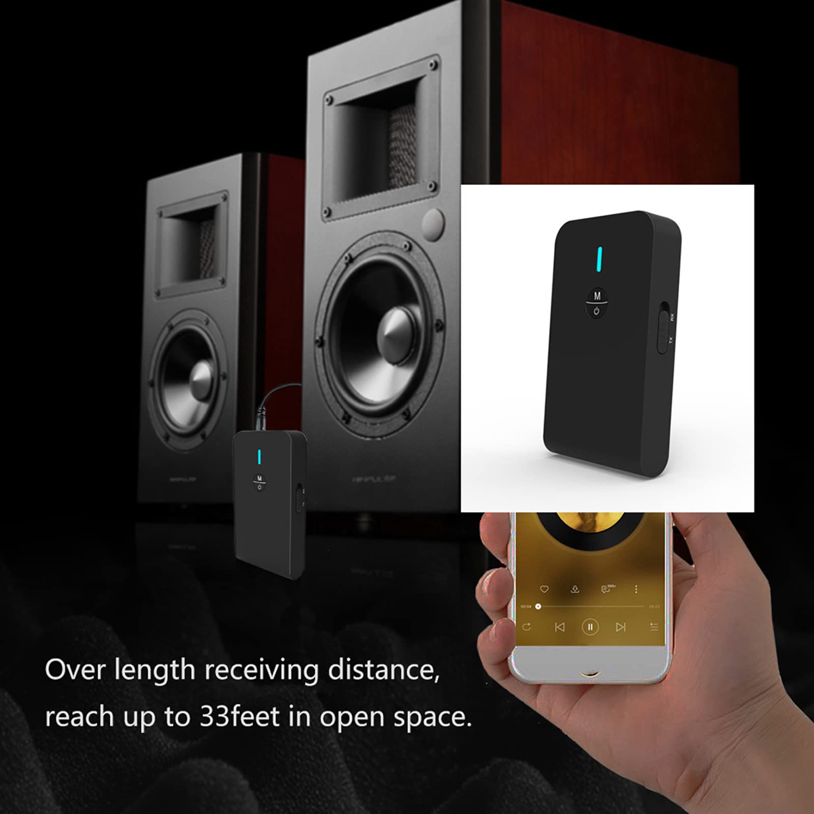 Trasmettitore Bluetooth, Adattatore Audio Wireless 2 in 1 con Cavo Audio Digitale da 3,5 Mm, Ricezione Bluetooth, Bassa Latenza, per TV/Lettore MP3/PC/auto/altoparlante/home Theater