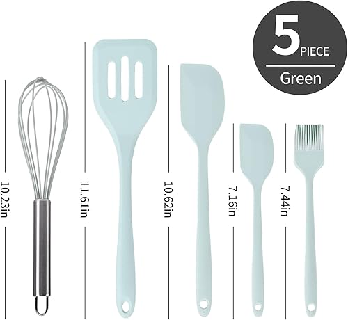 Miniatura 3 de Juego de 5 espátulas de silicona, juego de espátulas para batir resistentes al calor, utensilios de cocina con cepillo de pastelería y batidor, mini