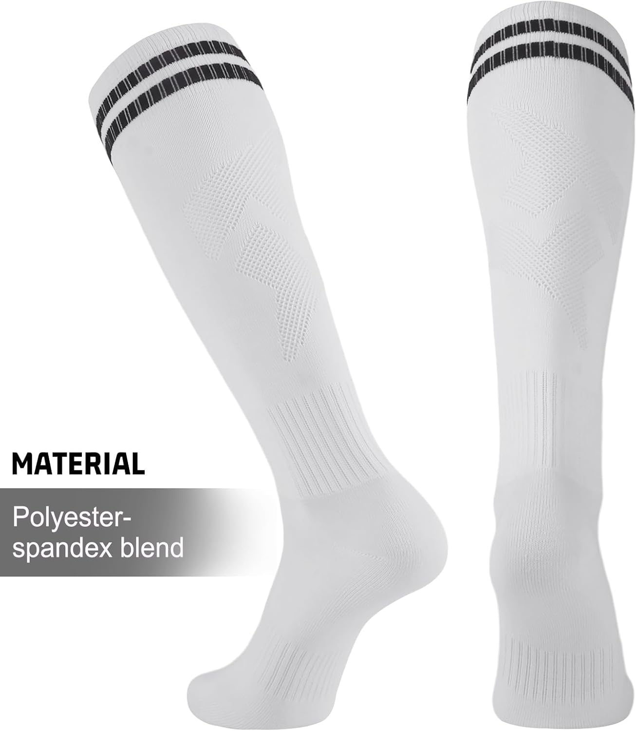 Elfcool 10 Pairs Soccer Socks Stripe Knee High Softball Baseball Team Sports Socks Breathable Football Socks for Men Women