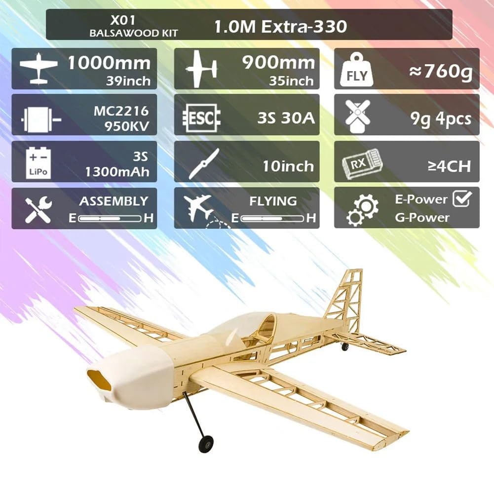 RC-Flugzeug-Bausatz, Extra330-Rahmen Ohne Abdeckung, Spannweite 1000 Mm, Balsaholz-Modellbausatz