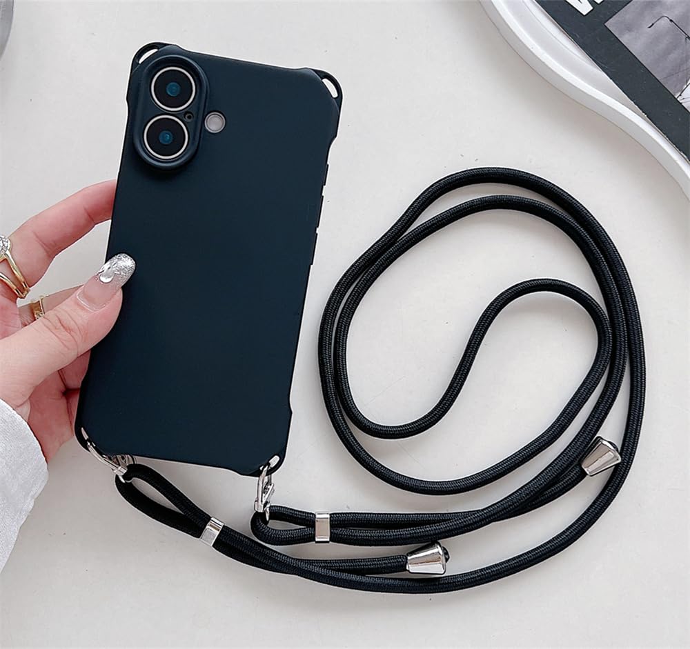 Étui en silicone liquide avec cordon coque noire iPhone 11 Pro Max