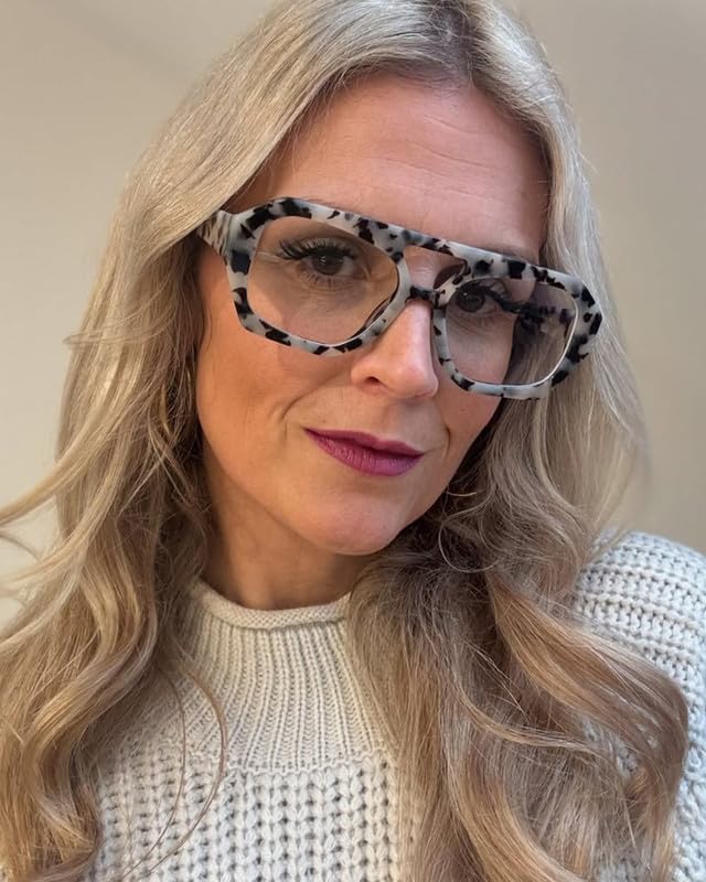 Image of Blue Light Glasses - 98%+UV400 Filter,Acetate Preppy Rectangle Frame for Work /Gaming
