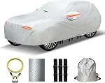 30 Layers Car Cover for Automobiles All Weather Waterproof, Outdoor Snowproof UV Protection Windproof, Door Zipper, Soft Cotton, Heavy Duty Universal Car Covers, (Black, Fit Sedans 171"-180")