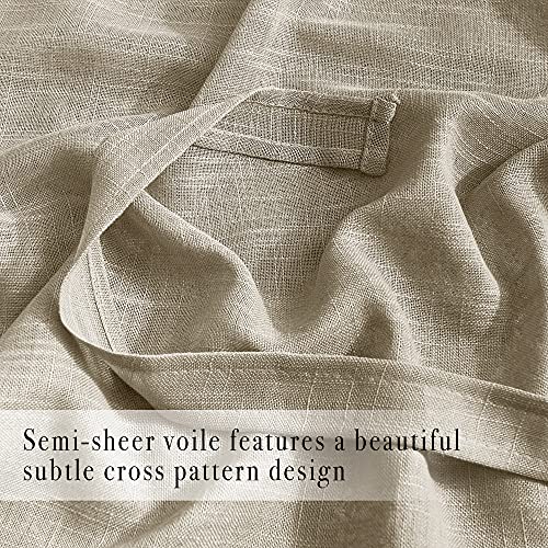 Pony Dance Window Tie-Up Shade - Sheer Valance Linen Look For Kitchen Tie Up Curtain Home Decoration Size Adjustable Balloon Shade, W 42 X L 45 In, Taupe, 1 Panel #TOP4