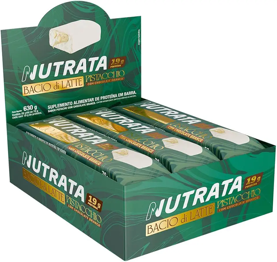 Caixa Display Barra Bacio di Latte Sabor Pistache Display c/ 09 und 70g