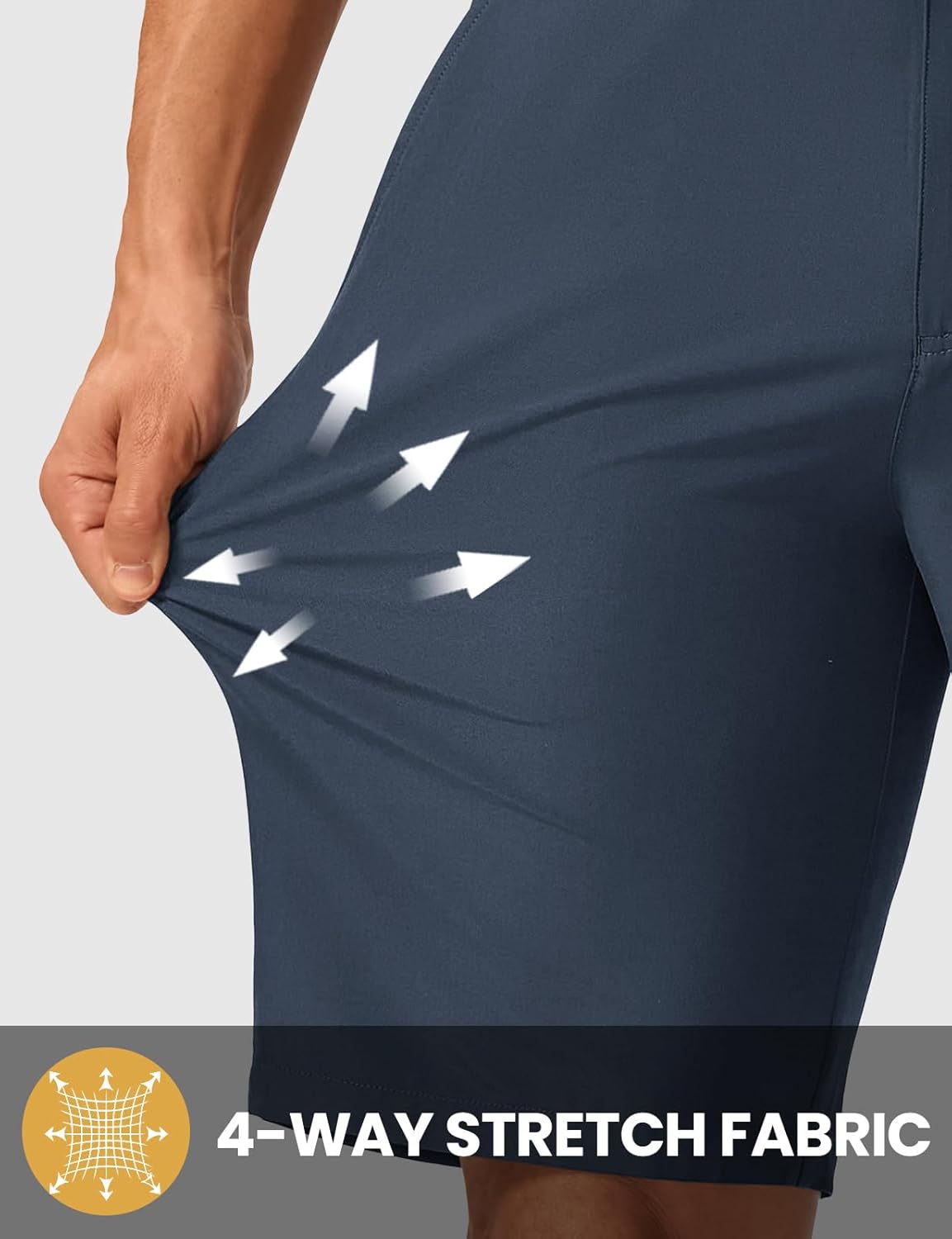 TBMPOY Men's 9" Golf Shorts Stretch Dress Quick Dry Casual Flat Front Elastic Waist Shorts for Men with 5 Pockets