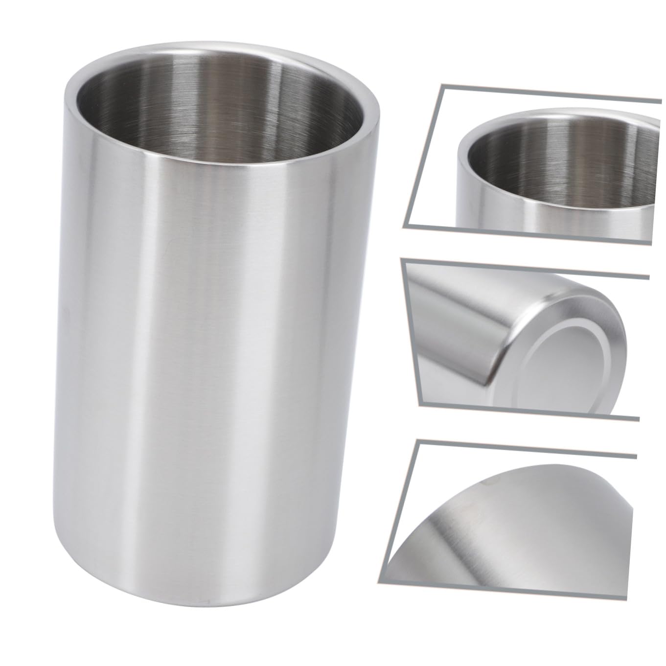 Cabilock 1 Pc Hielera Recta De Doble Capa Cubo Enfriador De Vino Cubos De Bebidas De Cerveza Cubo De Hielo Botellas De Vino Cubo De Champán Gabinete del Vino Acero Inoxidable Cuerpo Recto