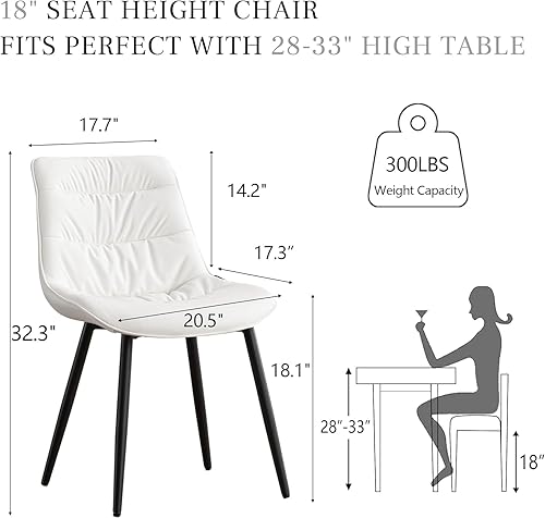 Miniatura 2 de Kidol & Shellder Juego de 2 sillas de comedor, modernas sillas laterales tapizadas de piel sintética con respaldo cómodo, silla sin brazos de Silla
