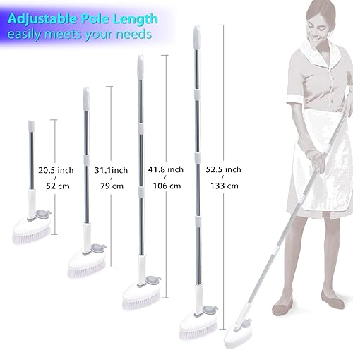 Miniatura 3 de Shower Cleaner Brush, 2-in-1 Tub and Tile Scrubber with Long Handle, Floor Scrubber with Soap Dispenser for Stiff Bristles and Scrubber Sponge for