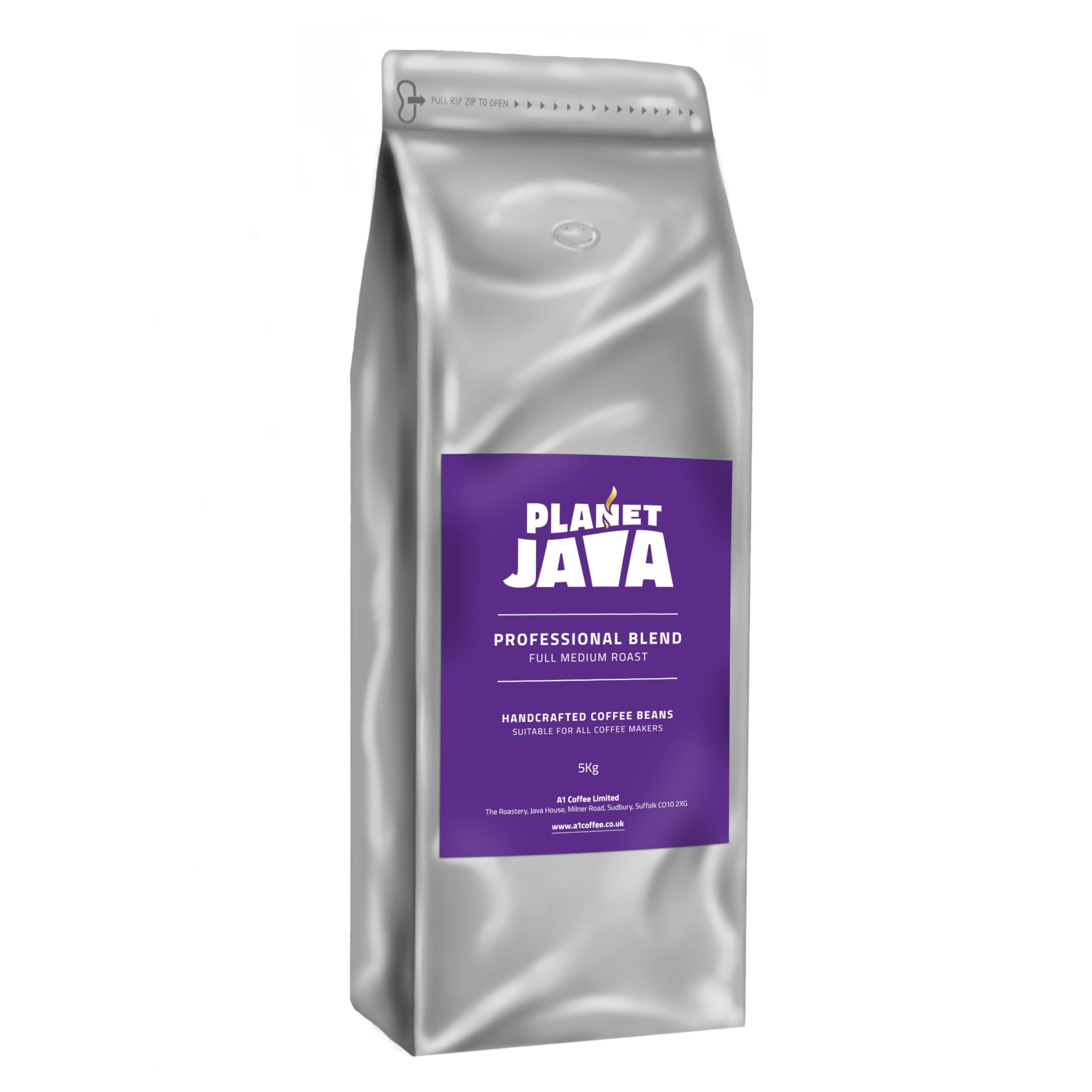 Planet Java Professional Blend Full Medium Roast Coffee Beans (5kg Bulk Bag) - Hand Roasted In England