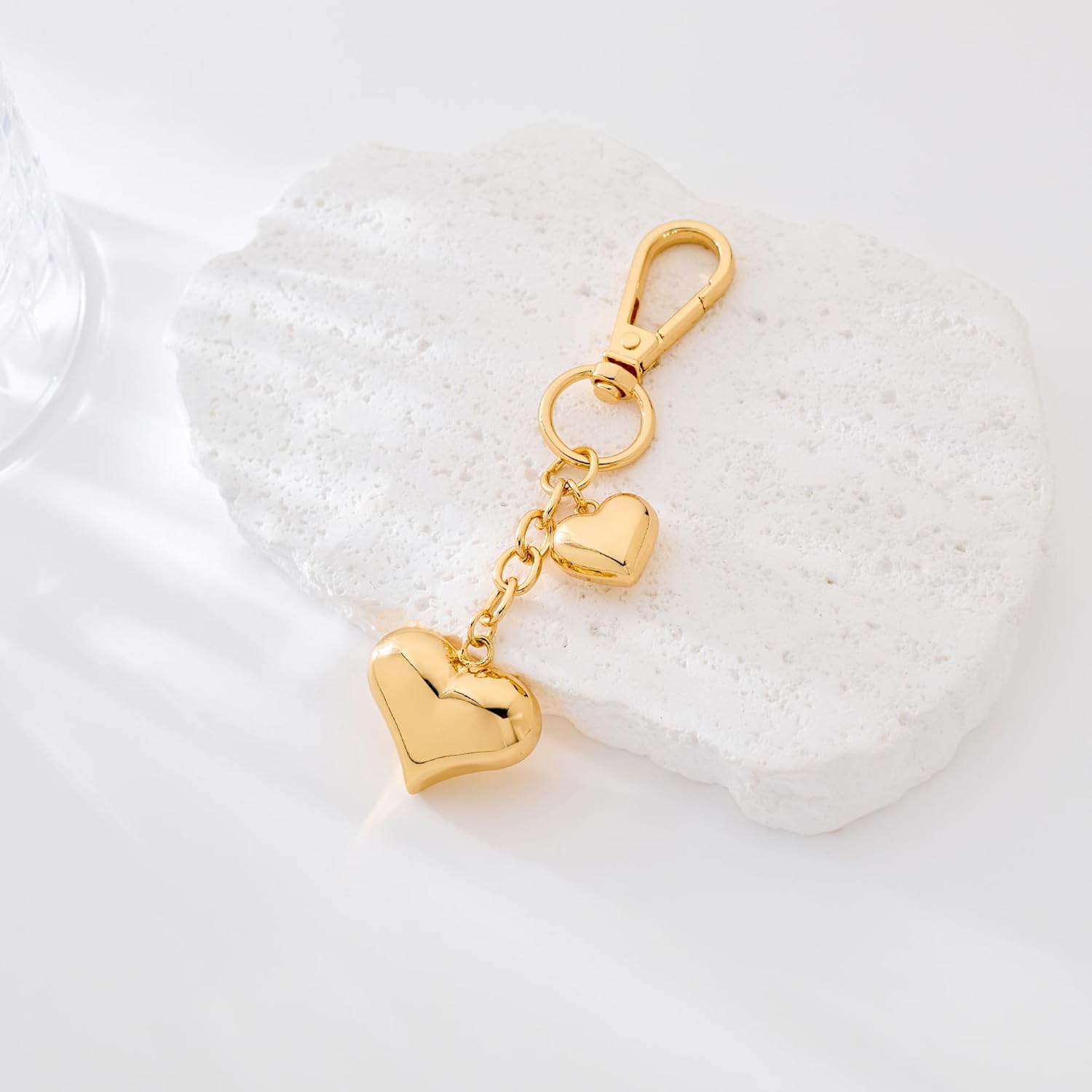 Gold Charm Heart Keychain for Women Bagchain Gold Fashion Keychains Accessories - Image 5