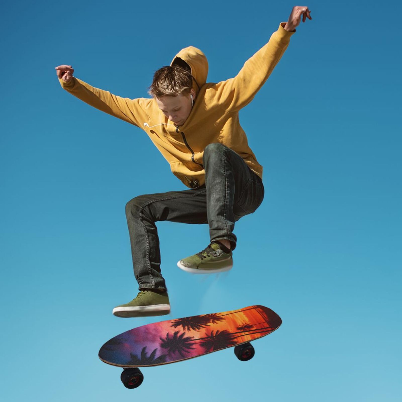 Longboard Grip Tape Skateboard Grip Tape Sheets Design The Silhouette Of Palm Trees on Tropical Beaches During Vivid Sunset Time 33