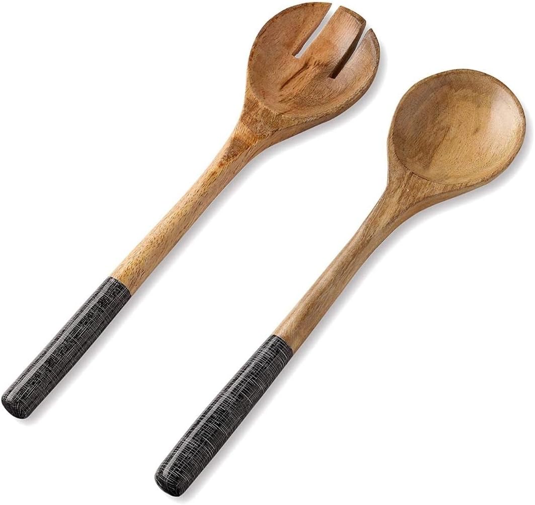 Salad Servers Set Of 3 Salad Tongs For Serving 18/10 Stainless Steel Salad Serving Utensils With Bamboo Handle Salad Spoon And Fork Metal Tongs - View #10