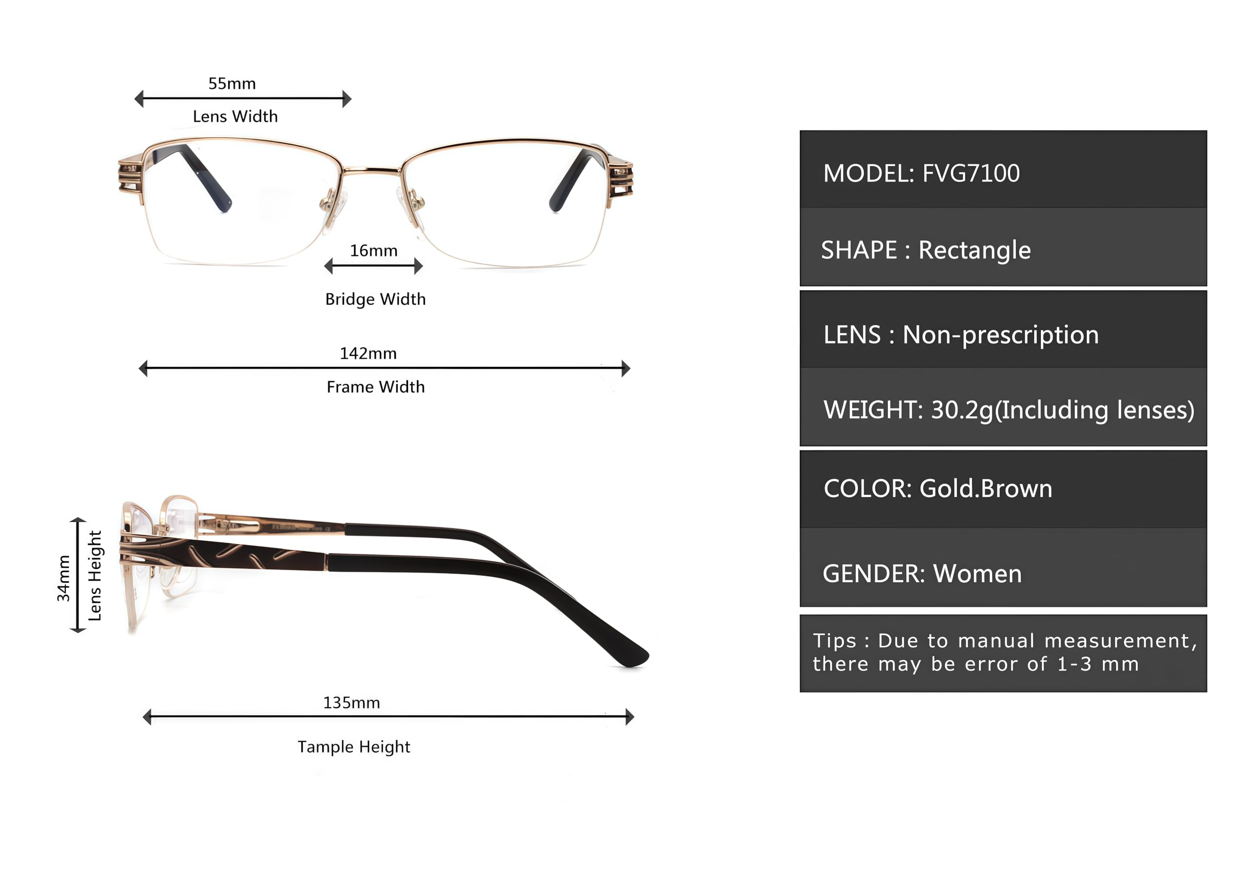 Metalowe unikalne damskie okulary retro eleganckie moderno popularne brązowe złoto okulary