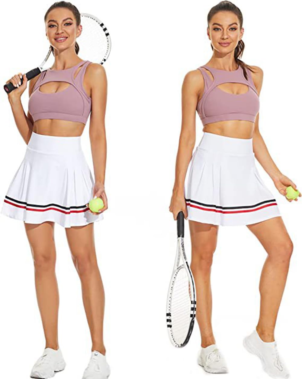 ThreeH Gonne da Tennis plissettate da Donna Gonne atletiche Casual con Tasche Pantaloncini incorporati Gonna Sportiva da Golf a Vita Alta