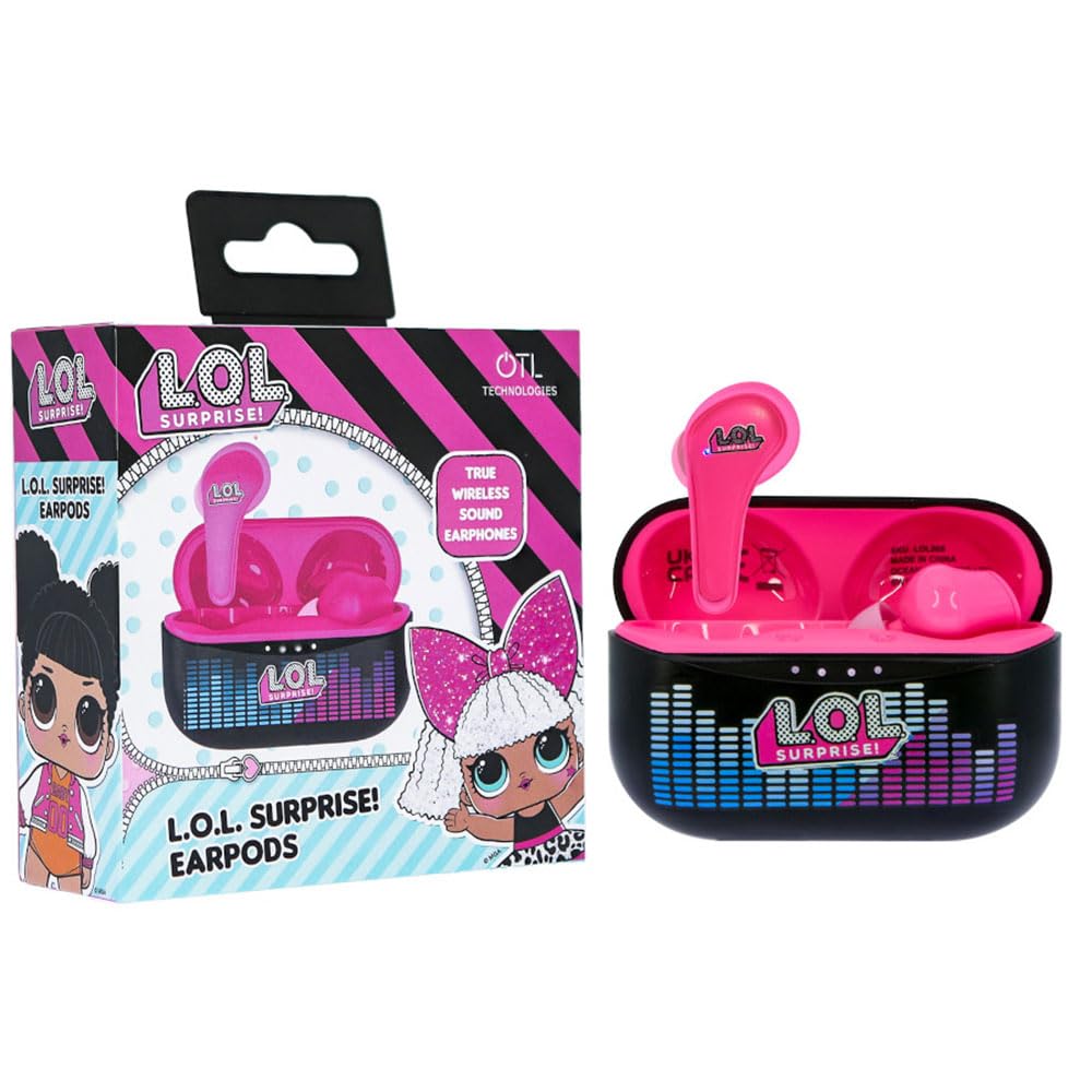OTL Technologies LOL Surprise True Wireless Earbuds - Pink - USB-C Charging Case - Bluetooth 5.0 - Designed for Children
