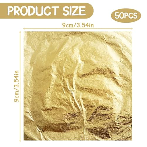 50 blattgold zum basteln 9x9 cm – Für Acrylmalerei, Möbel-Dekoration, Nageldesign und kreatives DIY