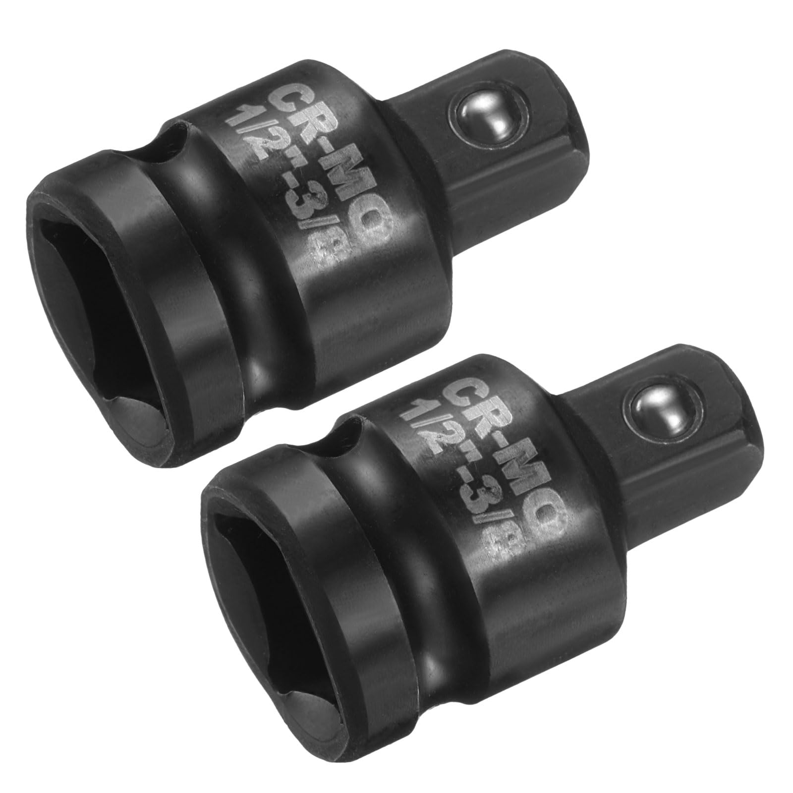 sourcing map 2pcs Impact Socket Adapter 1/2" Female to 3/8" Male Square Drive Reducer Standard SAE CR-MO Steel Converter Impact Driver Ratchet Wrench Breaker Bar Conversion, Black