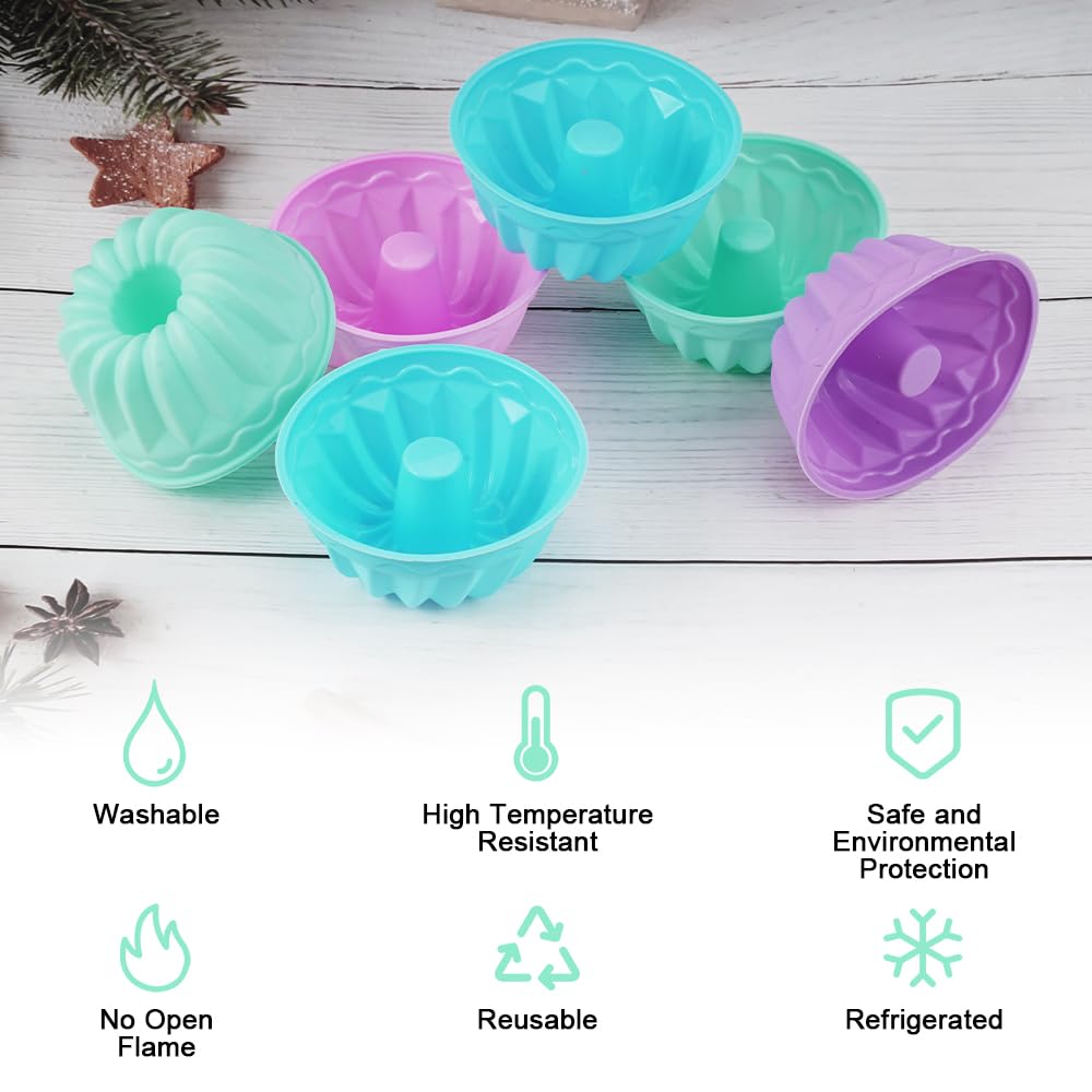 INQUIRLLY Moule à Kouglof En Silicone, 3 Pièce Mini Moule à Kougelhopf Silicone, Moule Gâteau Gugelhupf Mini Beignets Moule Avec Revêtement Antiadhésif Pour Muffins Jello Gélatine Gâteau