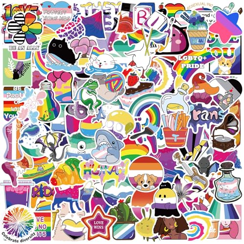 MEPLUM Pride Stickers 200 PCS Mixed All Kind of LGBTQ+ Stickers Bulk for Trans Bi Lesbian LGBTQ Gay Pride Stuff Accessories Celebration Parades Home Decor Party Supplies Festivals