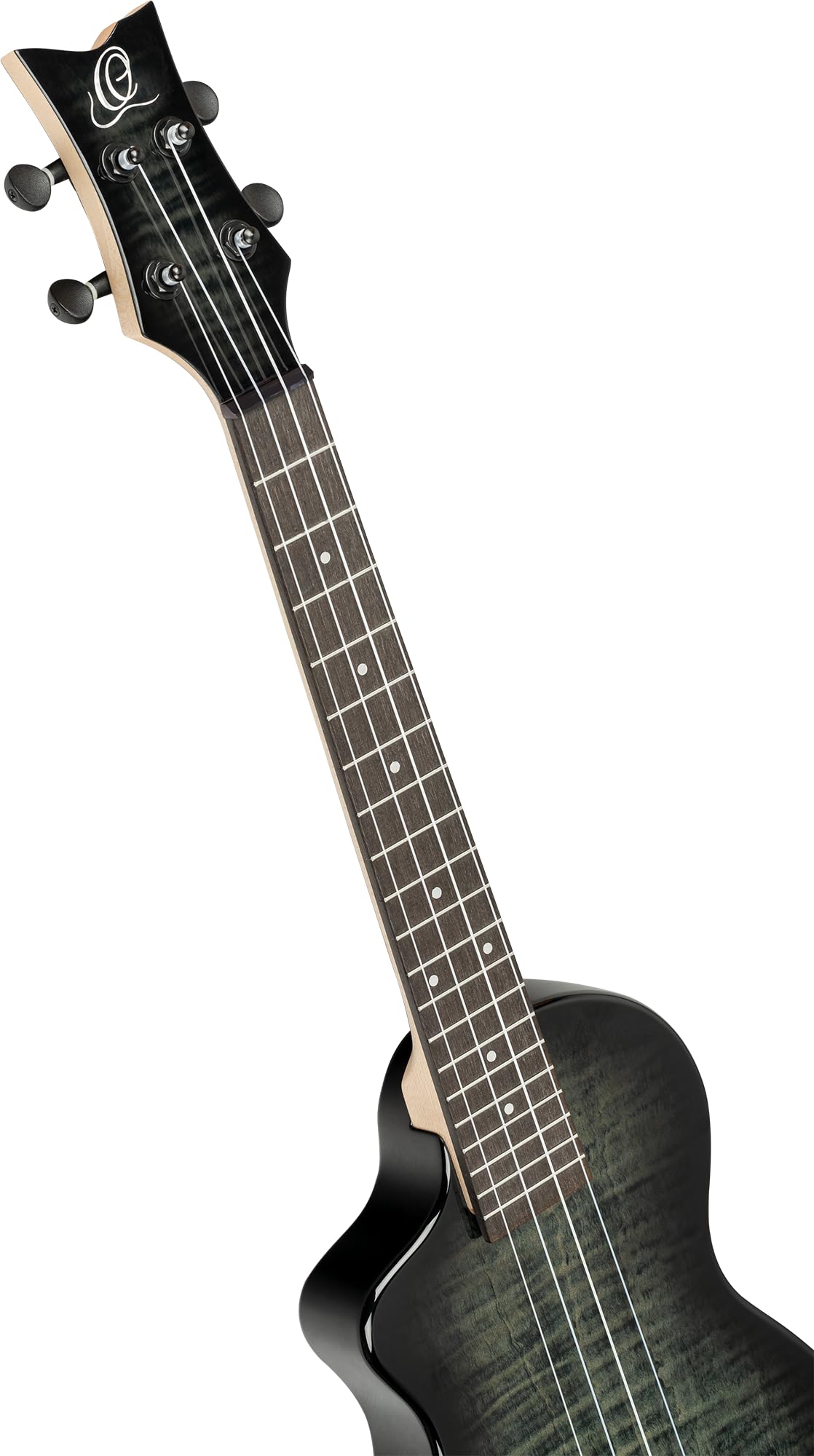 Ortega Guitars Ukulélé Ténor Gaucher – Électro-Acoustique, Corps Plein – Neo Series – Housse Incluse – Érable Flammé/Okoumé, Noir/Gris (NEO-U-TGB-L)