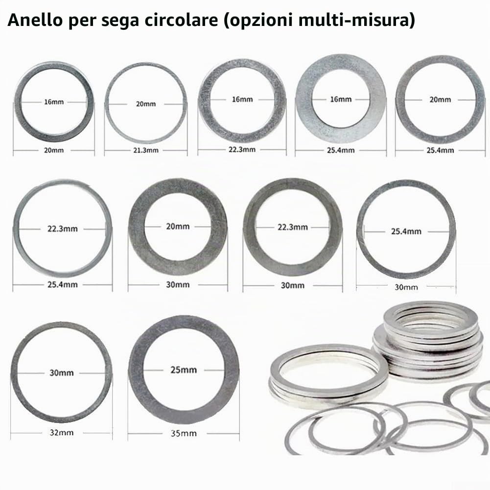 10 anelli di conversione circolari per sega, anelli di riduzione per lame diverse (22-20 mm)