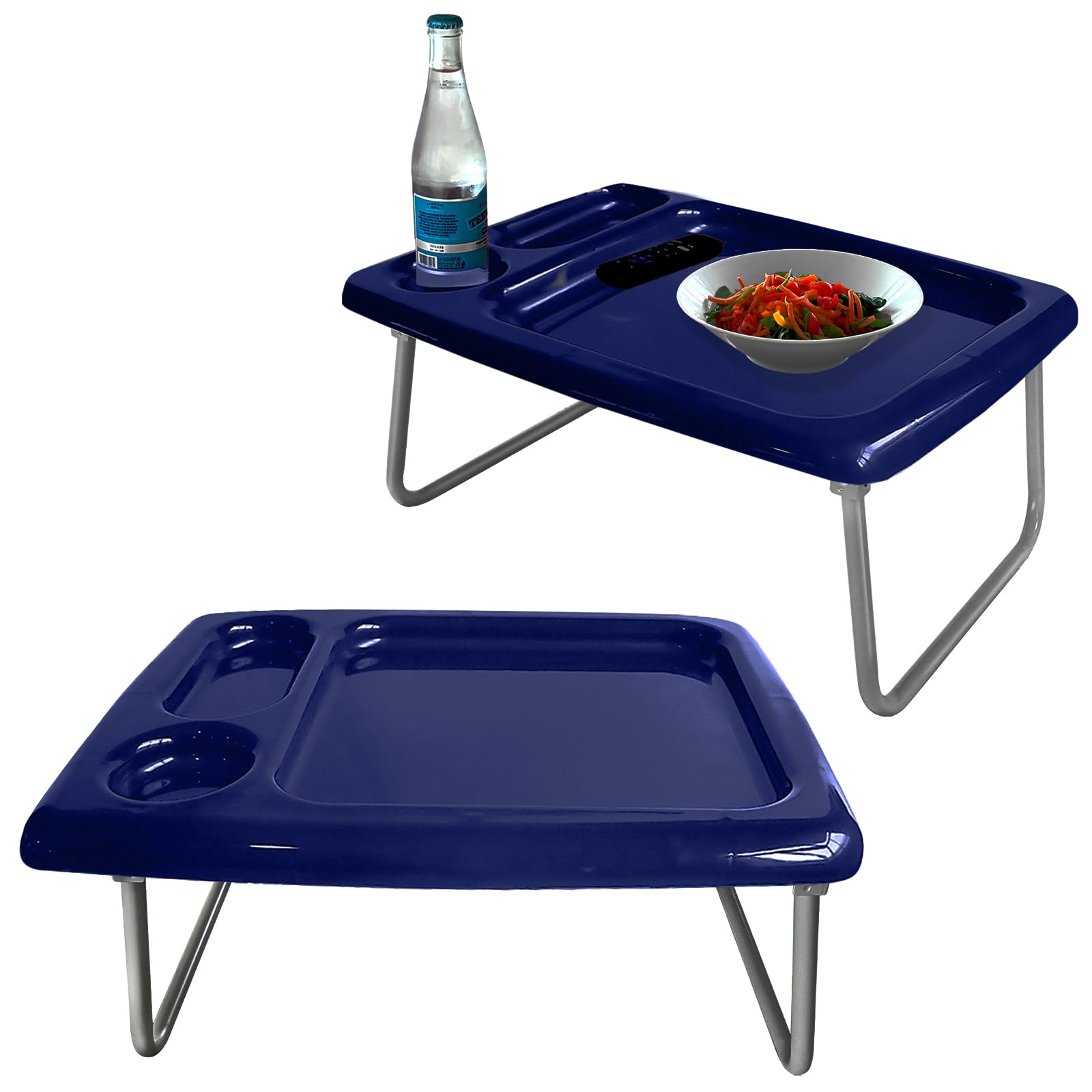 Brink House Folding Laptop Bed Tray Table (Set of 2), Flag Blue, 17 x 22 x 8 inches, Portable Indoor-Outdoor Bed Trays with Space for TV Dinners,