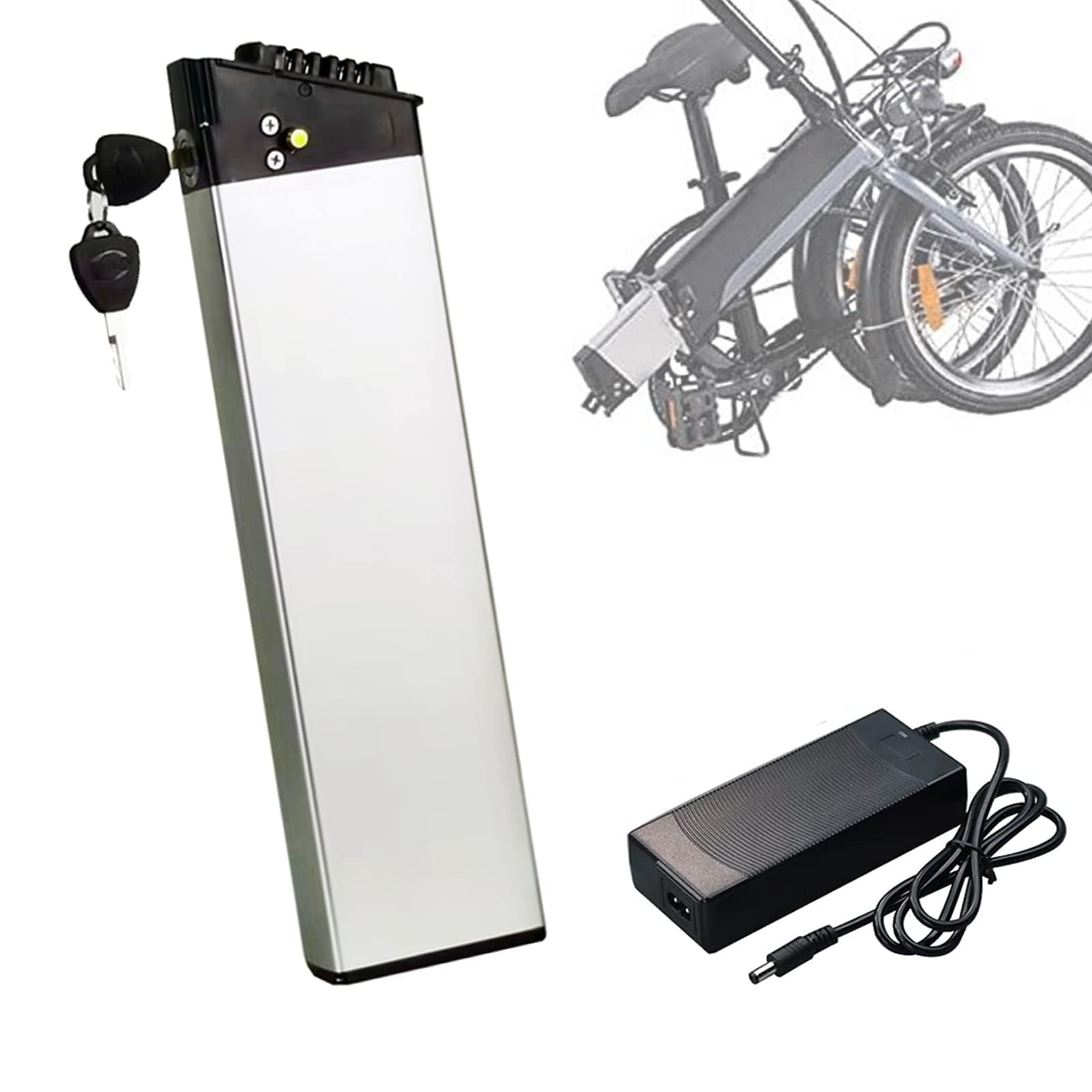 48V Batería Ebike 10.4AH 12.8AH 14Ah Batería de Iones de Litio Batería de Tubo de Asiento en Plata con Cargador Adecuado para Bicicleta eléctrica 350W 500W 1000W