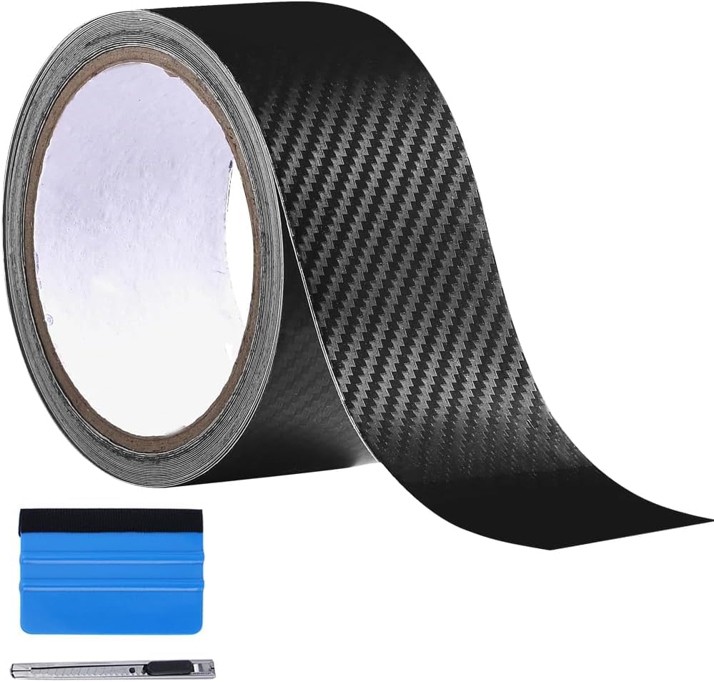 LZLRUN Black 3D Carbon Fiber Wrap Chrome Delete Window Door Trim 3" x30ft