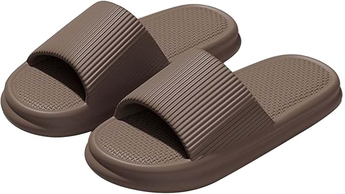 Pillow Slippers for Women and Men,Open Toe Thick Sole Cushioned Non Slip Shower Sandals Quick Drying House Slides Bathroom Sandals Lightweight Comfy Cloud Slip On House Slippers