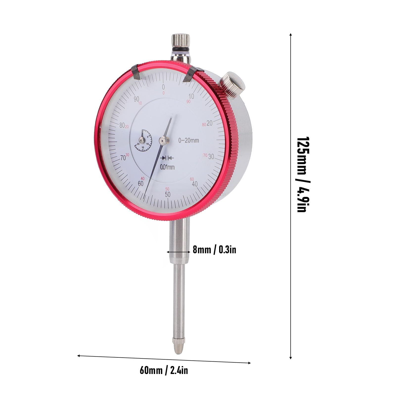Fockety Comparatore, Comparatore Professionale con Quadrante di Precisione de 0,01 Mm con Campo di Misurazione de 0-0,79 Pollici, Comparatori a Quadrante con Puntatore