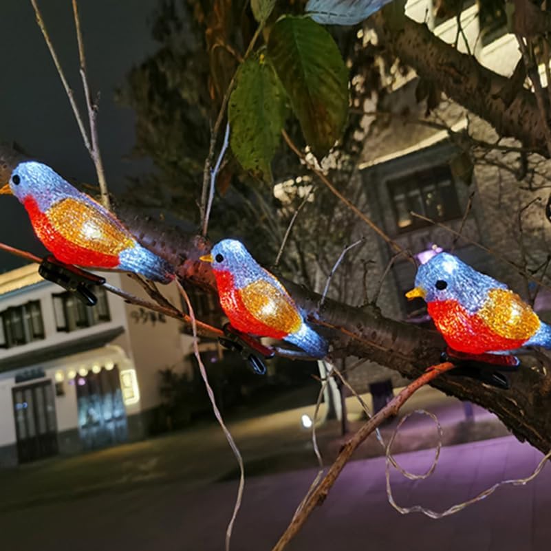 Waterproof Outdoor Bird Light String 78.74In Lifelike Led Landscape Lights with Clips for Garden Patio Yard Decoration