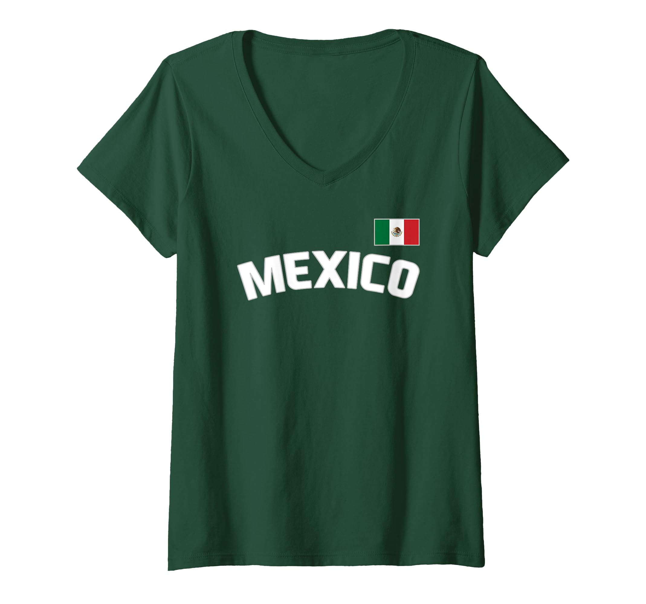 Photo 1 of S. Womens Mexico Flag Mexican Pride International Country V-Neck T-Shirt